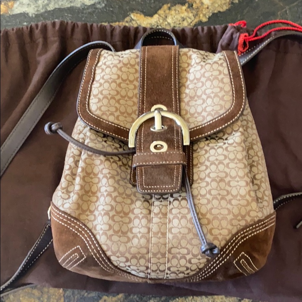 New Brown Authentic Coach Backpack - image 5